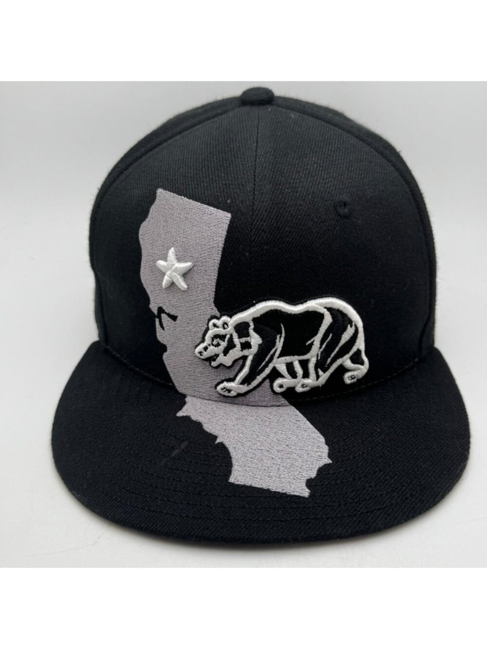 Whang Clothing Snapback Hat California Bear Map Adjustable Black Grey White